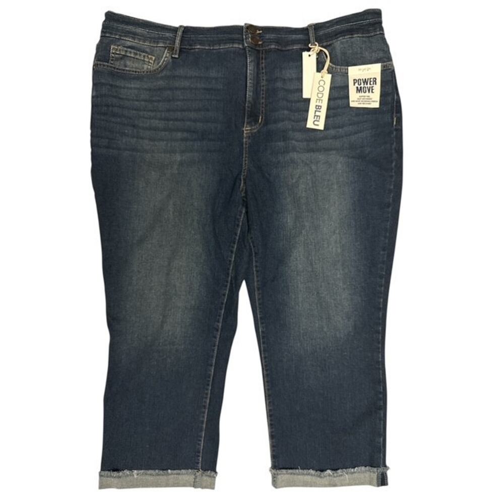 Code Bleu 22W Jeans Blue SOHO Capri Mid Rise Soft Denim Easy Movement Stretch